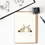 Hare and leveret greetings card