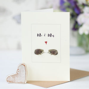 Hedgehog Mr & Mrs greetings card