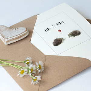 Hedgehog Mr & Mrs greetings card