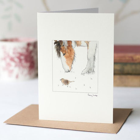 Horse & Sparrow greetings card