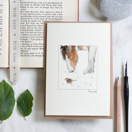 Horse & Sparrow greetings card