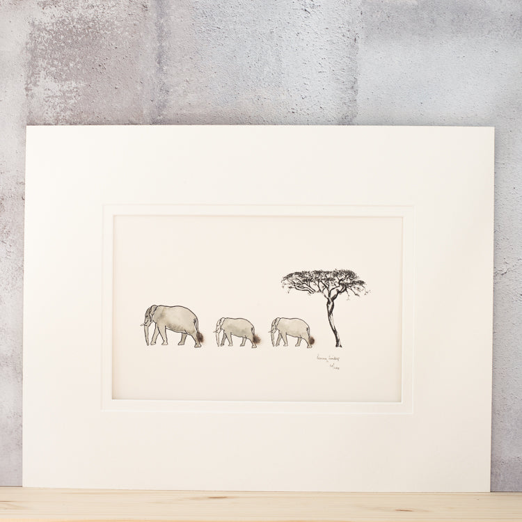 Elephant and Acacia Tree Limited Edition Print