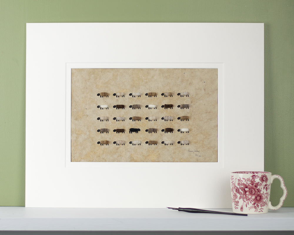 Sheep Limited Edition Hand Finished Print - 30 Sheep