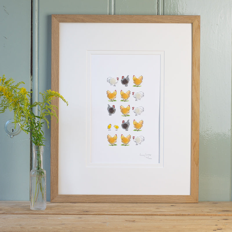 Bantams & Buff Orpington Hens Limited Edition Print