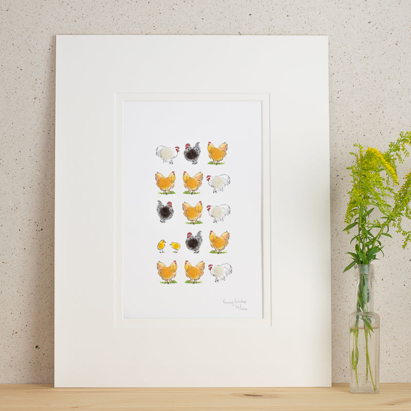 Bantams & Buff Orpington Hens Limited Edition Print