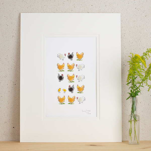 Bantams & Buff Orpington Hens Limited Edition Print