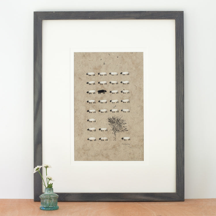 Limited Edition Hand Finished Print of Sheep and Maple Tree