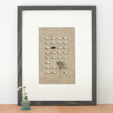 Limited Edition Hand Finished Print of Sheep and Maple Tree