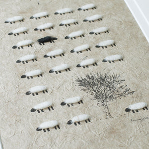 Limited Edition Hand Finished Print of Sheep and Maple Tree