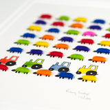 Bright Sheep with Tractors Limited Edition Print