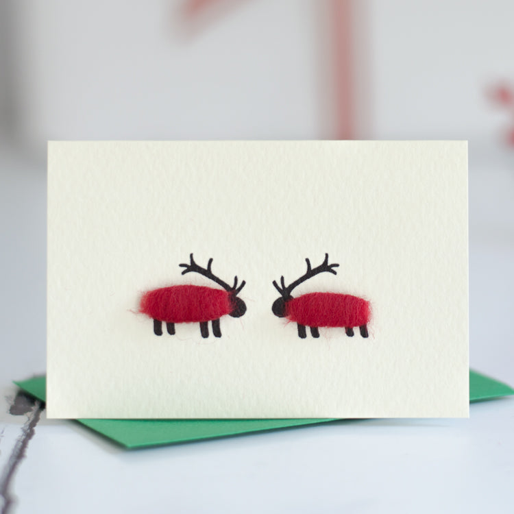 Sheep Deer mini Christmas cards - pack of 4