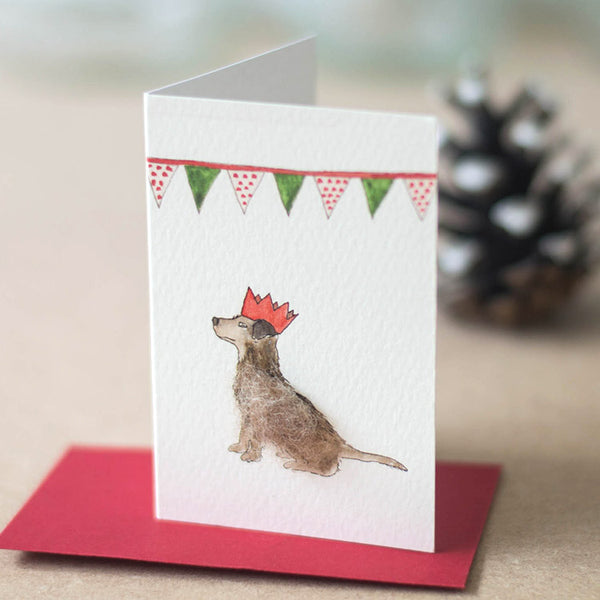 Party dog mini Christmas Cards - pack of 4