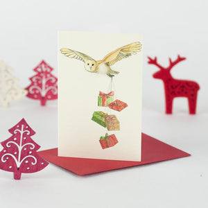 Owl mini Christmas cards - Pack of 4