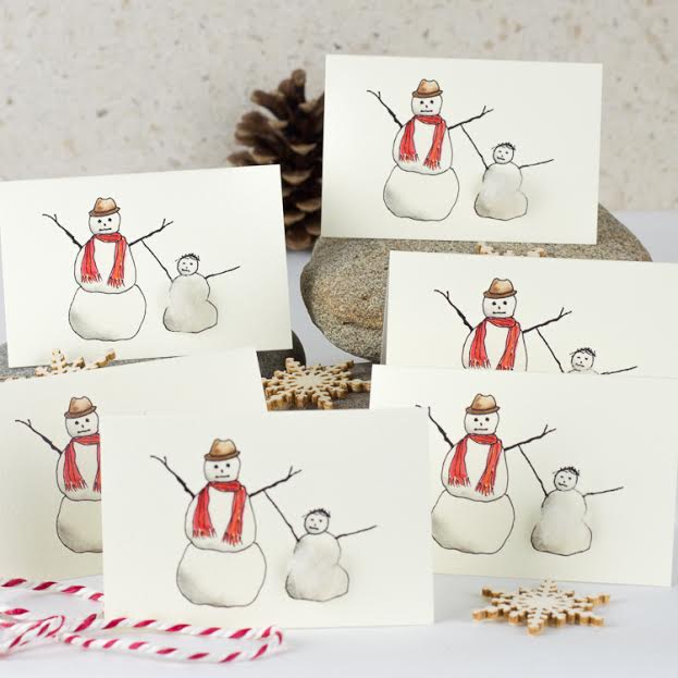 Snowmen mini Christmas cards - Pack of 4