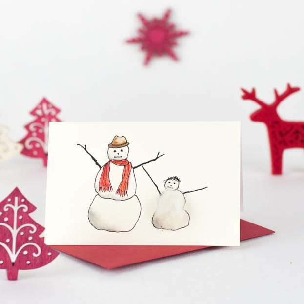 Snowmen mini Christmas cards - Pack of 4