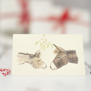 Donkey mini Christmas cards, pack of 4