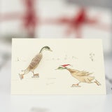 Ducks Skating mini Christmas cards, Pack of 4