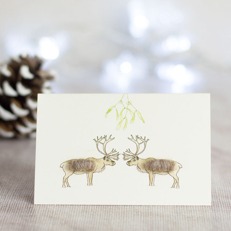 Reindeer mini Christmas cards - Pack of 4