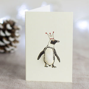 Penguin in a Crown mini Christmas cards - Pack of 4