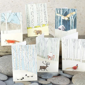 Mini Scandi Woodland Christmas cards - Pack of 8