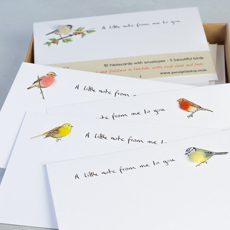 Garden Bird Notecards, Boxed set of 10