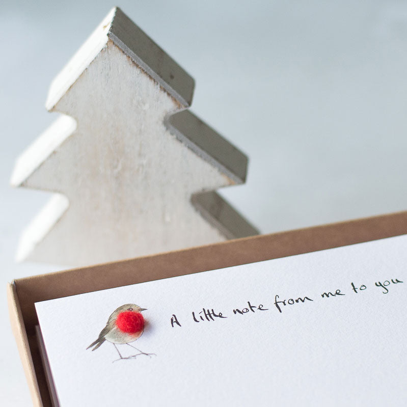 Christmas robin notecards, Boxed set of 10