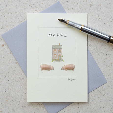 New Home greetings card - pigs