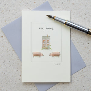New Home greetings card - pigs