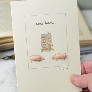 New Home greetings card - pigs