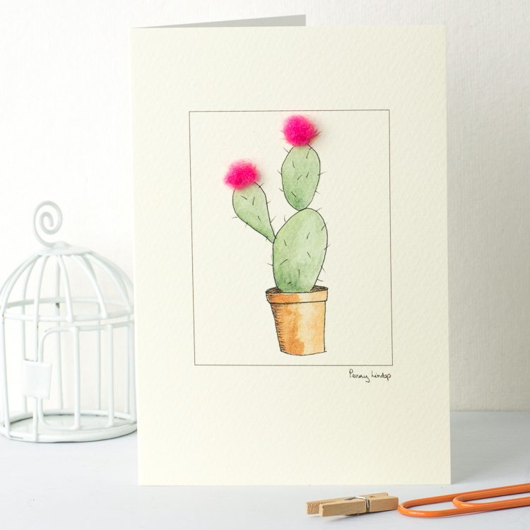 Bunny Ear Cactus greetings card