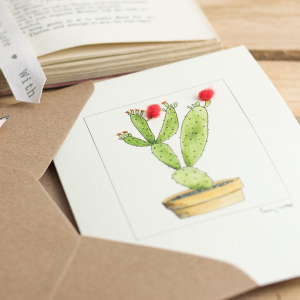 Orange cactus greeting card