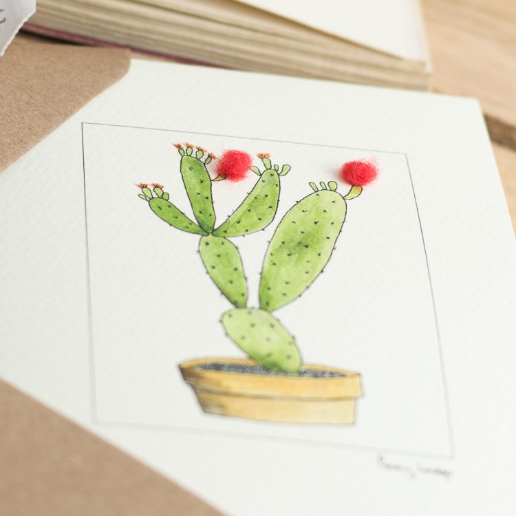 Orange cactus greeting card