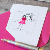 Welsh Thank You Card with a Girl with Flowers
