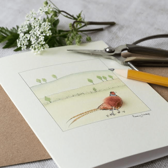 Pheasant Card - in a landscape