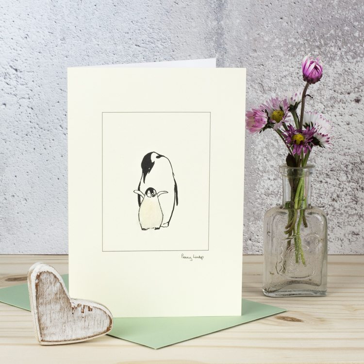 Mother Penguin & Chick card