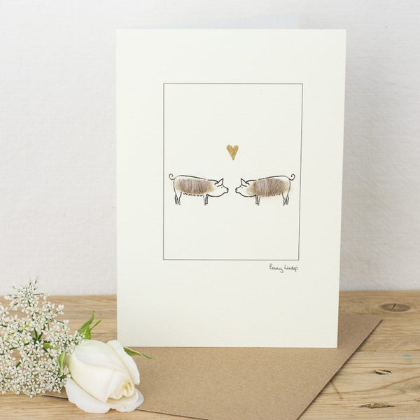 Pigs in Love greetings card