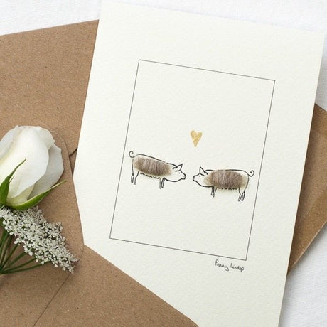 Pigs in Love greetings card