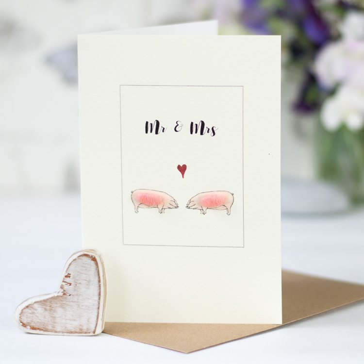 Pig Mr & Mrs Wedding card