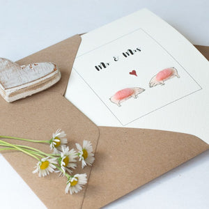 Pig Mr & Mrs Wedding card
