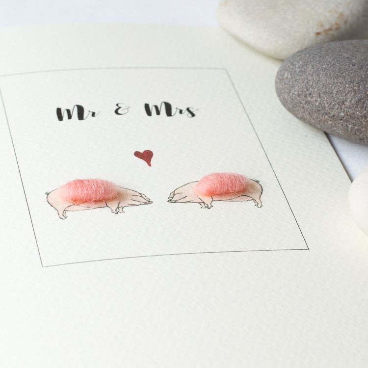 Pig Mr & Mrs Wedding card