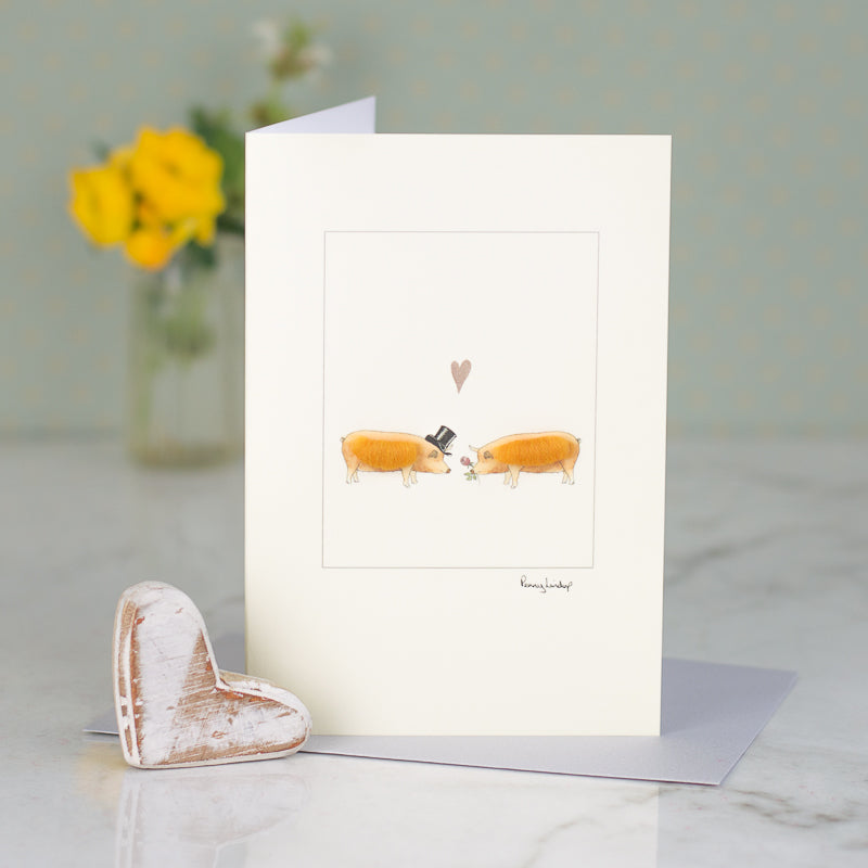 Pig Wedding greetings card