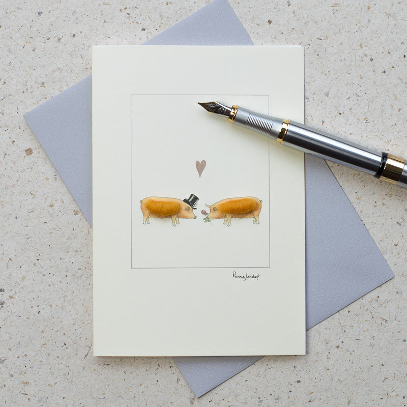 Pig Wedding greetings card