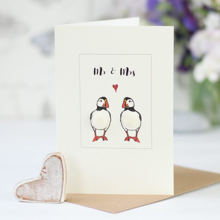 Puffin Mr & Mrs card