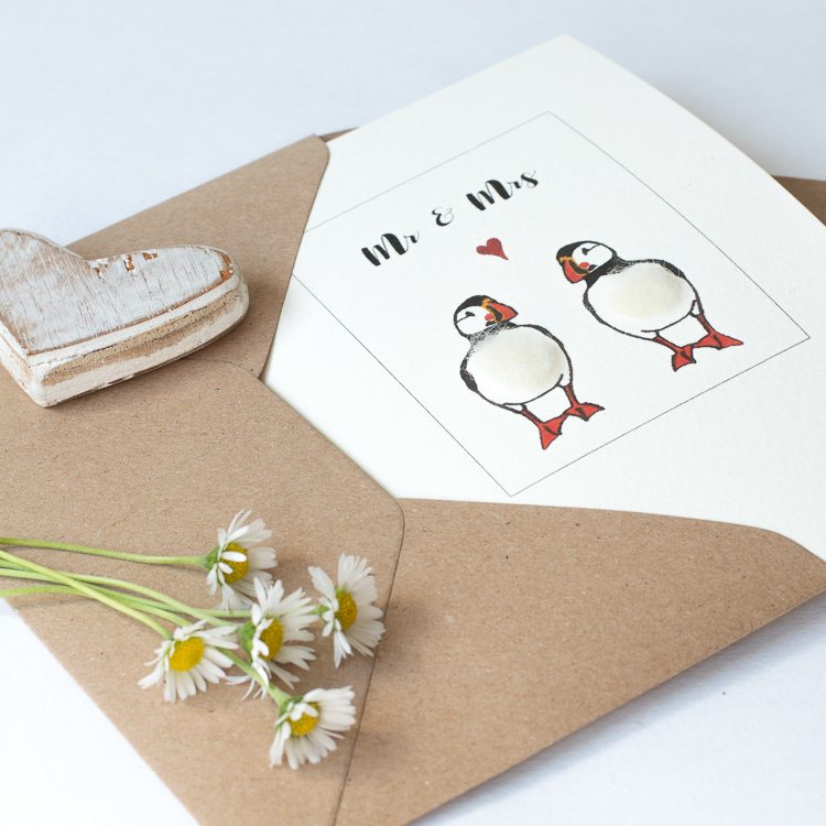 Puffin Mr & Mrs card