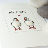 Puffin Mr & Mrs greetings card