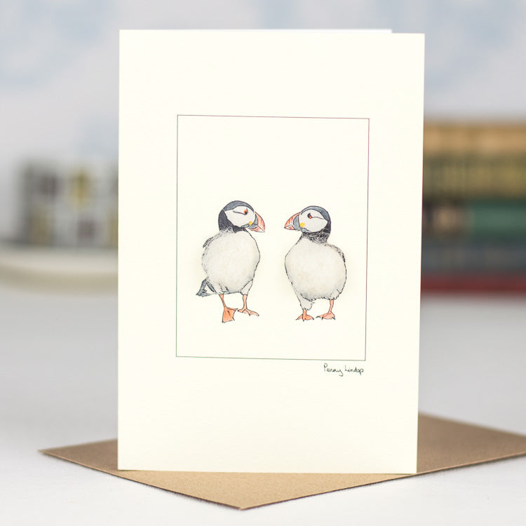 Two Puffins greetings card
