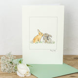 Rabbits Kissing card
