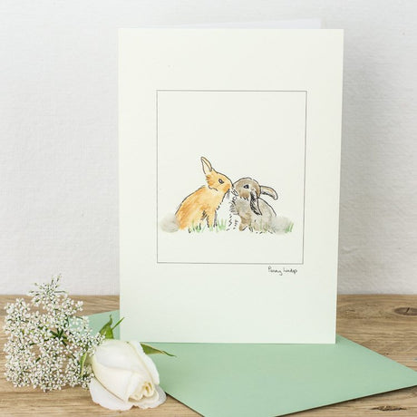Rabbits Kissing card
