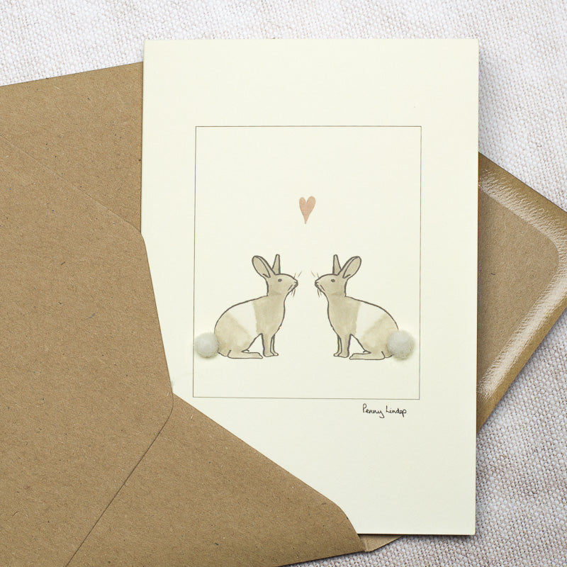 Rabbits in Love greetings card