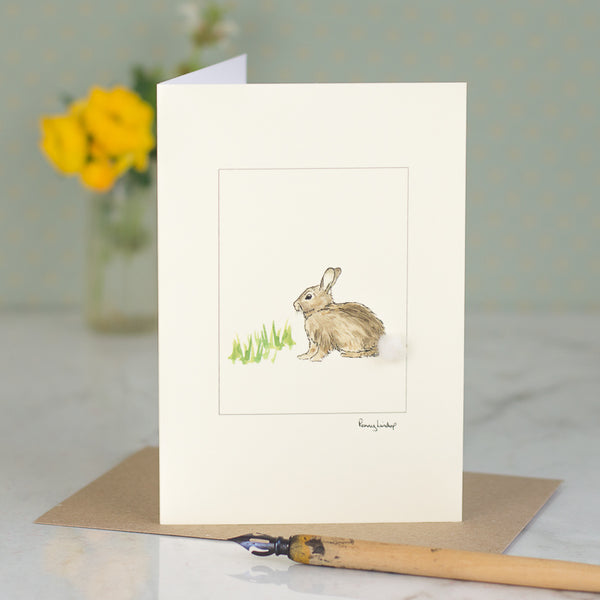 Rabbit greetings card - rabbit in the grass